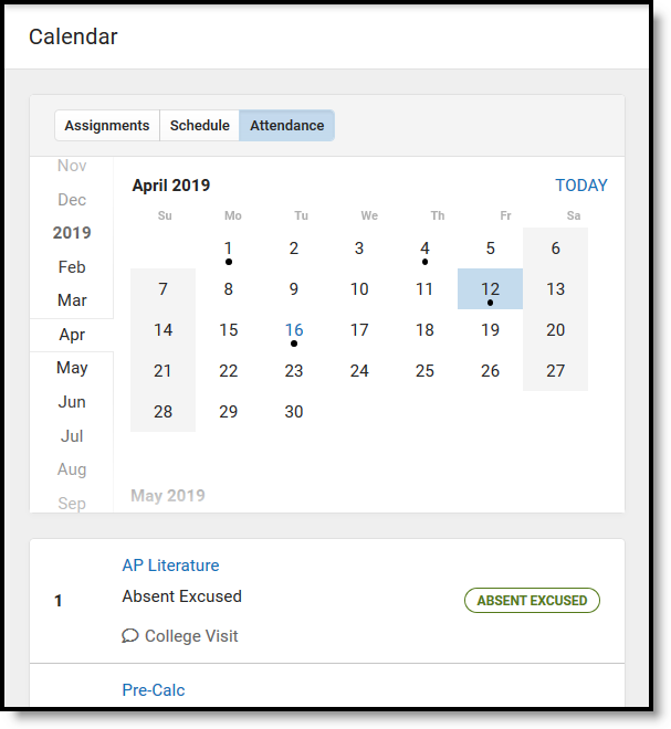Campus Parent Calendar