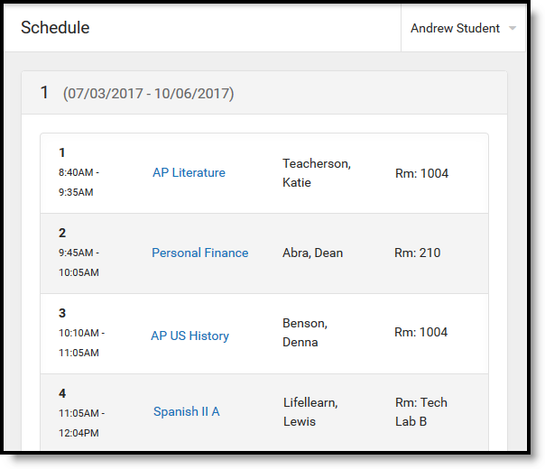 The Schedule tool